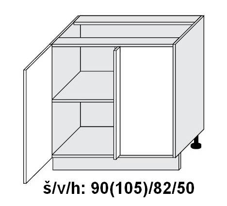 kuchyňská skříňka dolní OPTIMU BÍLÁ D13 U/90 (105) - bílá alpská                                                                                                                                        