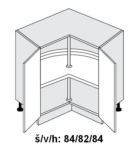 Dolní skříňka rohová vnitřní BONN WHITE PREMIUM MAT 90x90 cm