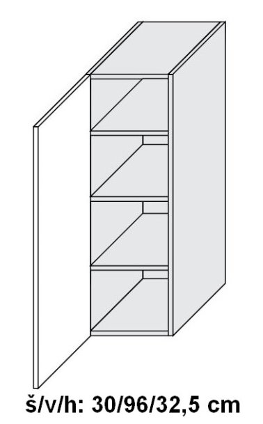 Horní skříňka CARINI BÍLÝ AKRYL LESK levá 40 cm