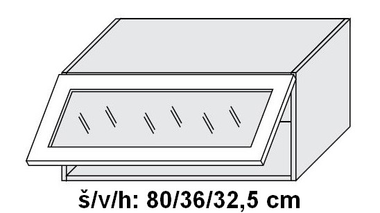 Horní skříňka prosklená QUANTUM DUST GREY 80 cm ČIRÁ
