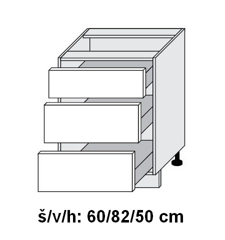 Dolní skříňka se zásuvkami KOBE MAT GREY 60 cm