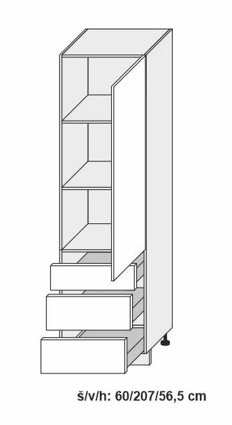 kuchyňská skříňka dolní vysoká SIGNUM BÍLÁ D14/DP/60/207 - 3R - grey                                                                                                                       