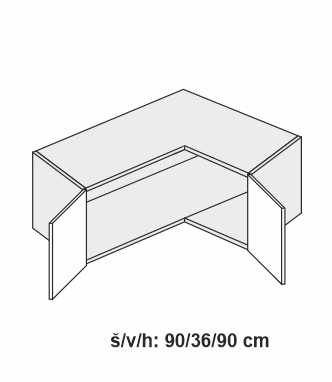 Horní skříňka nástavec rohový SIGNUM BÍLÁ 90 cm                                                                                                                                             