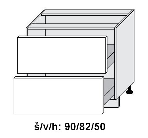 Dolní skříňka se zásuvkami ESSEN GREY AKRYL LESK 90 cm