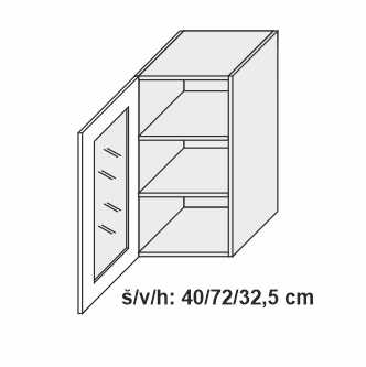 Kuchyňská skříňka horní SIGNUM INDIGO W2S/40 čiré - bílá alpská                                                                                                