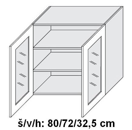 Kuchyňská skříňka horní SIGNUM INDIGO W3S/80 čiré - bílá alpská                                                                                                                                        