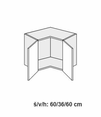 Horní skříňka vnitřní rohová nástavec SIGNUM INDIGO 60x60 cm                                                                                                                                         