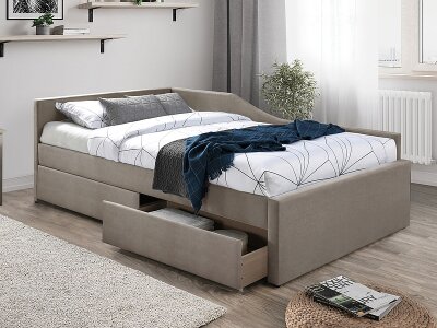 Postel čalouněná s úložným prostorem béžová ELIOT VELVET 120cm