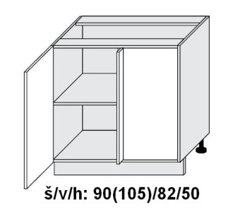 kuchyňská skříňka dolní OPTIMU BÍLÁ D13 U/90 (105) - bílá alpská                                                                                                                                        