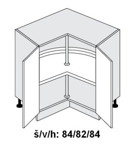 Dolní skříňka rohová vnitřní MALMO ARES ČERNÝ 90x90 cm                                                                                                                                                  