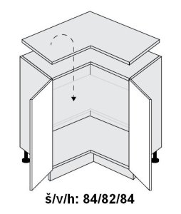 Dolní skříňka vnitřní rohová EMPORIUM STONE 90x90 cm