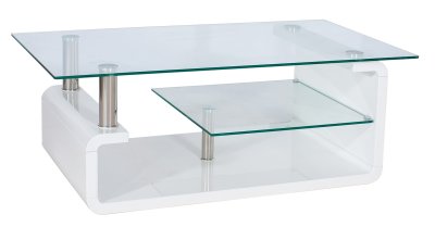 LUMIA II konferenční stolek bílá lesk/sklo