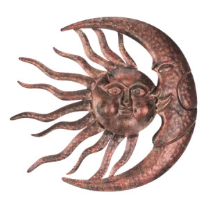 Slunce s měsícem kovová nástěnná dekorace UM1005 COP-ANT