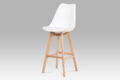 Židle barová bílá/masiv buk CTB-801 WT